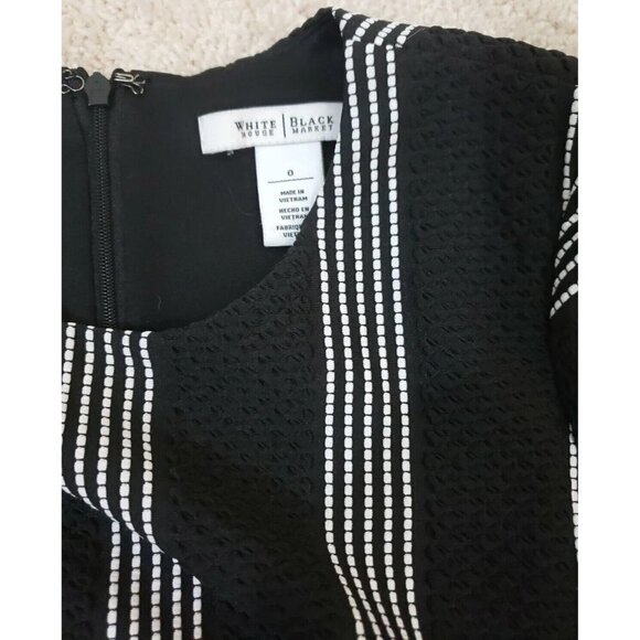 ~~SOLD~~White House Black Market ~Woman Size 0~ Black/White Fit & Flare SS Dress - Picture 5 of 12